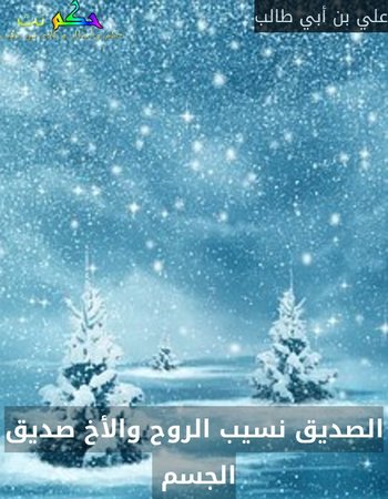 الصديق نسيب الروح والأخ صديق الجسم -علي بن أبي طالب