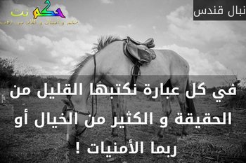 في كل عبارة نكتبها القليل من الحقيقة و الكثير من الخيال أو ربما الأمنيات ! -نبال قندس