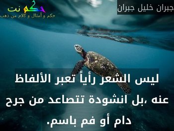 ليس الشعر رأياً تعبر الألفاظ عنه ،بل انشودة تتصاعد من جرح دام أو فم باسم. -جبران خليل جبران