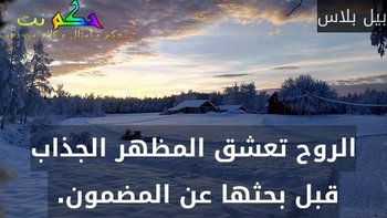 الروح تعشق المظهر الجذاب قبل بحثها عن المضمون. -بيل بلاس