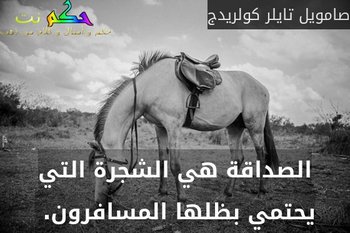 الصداقة هي الشجرة التي يحتمي بظلها المسافرون. -صامويل تايلر كولريدج